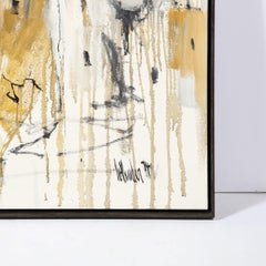 Pittura su tela di Gino Hollander, espressionista astratto della metà del secolo scorso, olio su tela