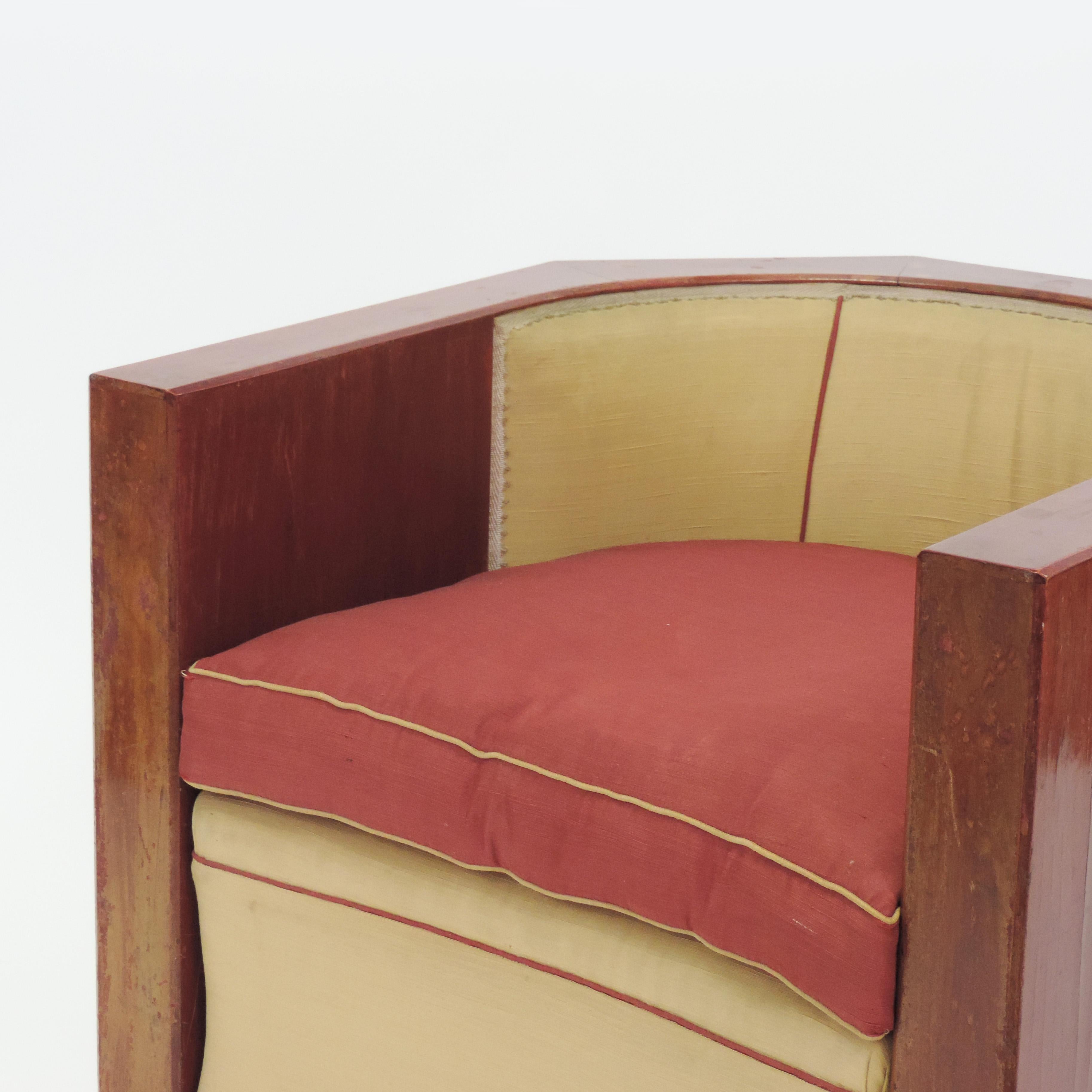 Gino Maggioni Red Stained Armchair for Arredamenti Borsani Varedo, Italy, 1920s 5