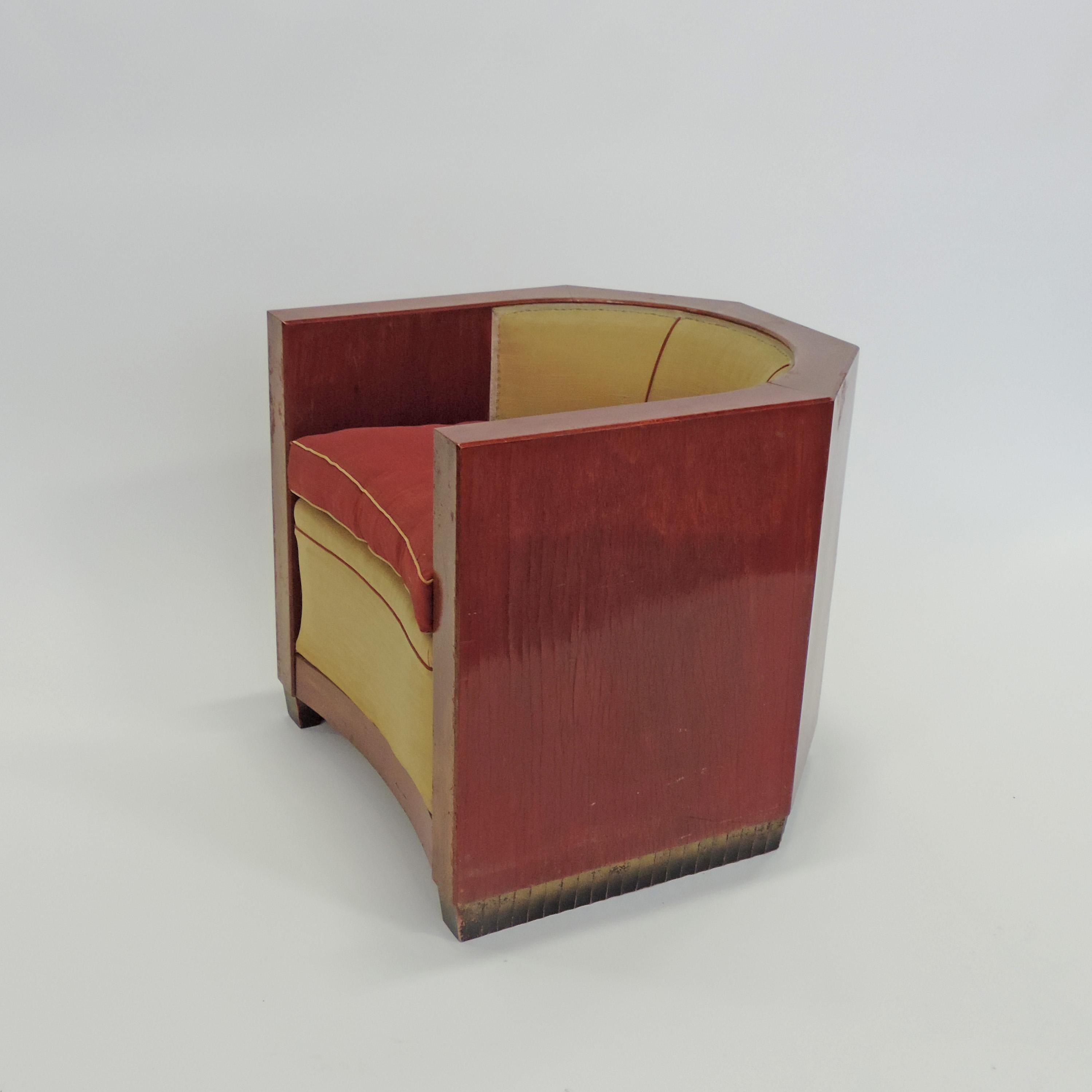 Art Deco Gino Maggioni Red Stained Armchair for Arredamenti Borsani Varedo, Italy, 1920s