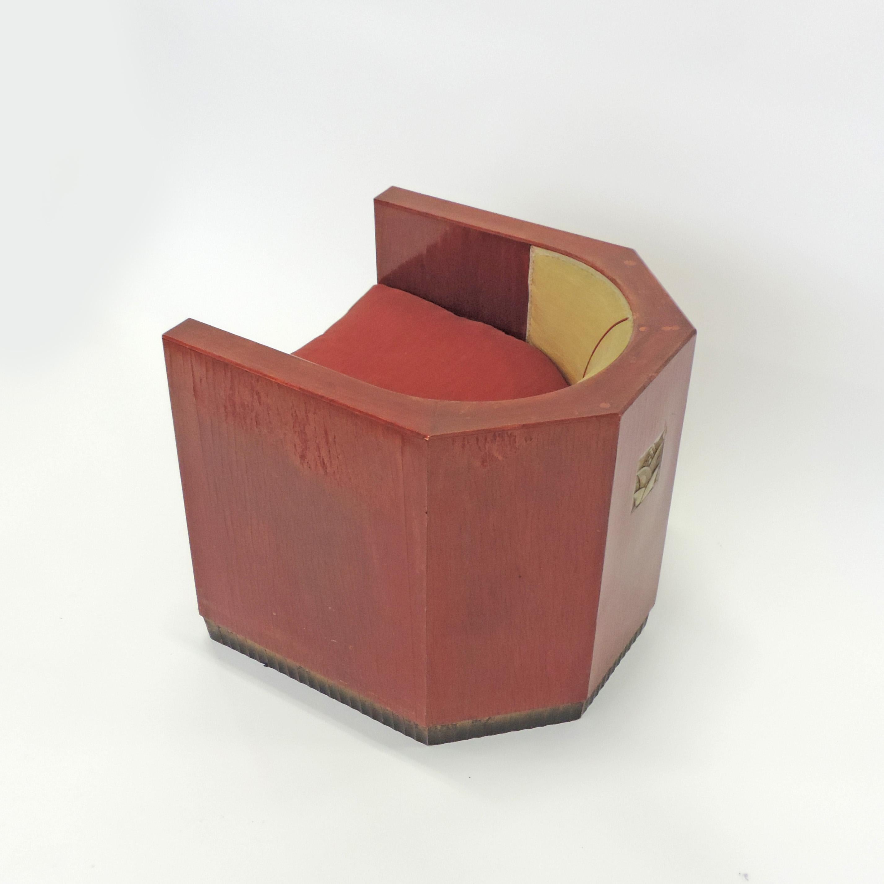 Gino Maggioni Red Stained Armchair for Arredamenti Borsani Varedo, Italy, 1920s 1