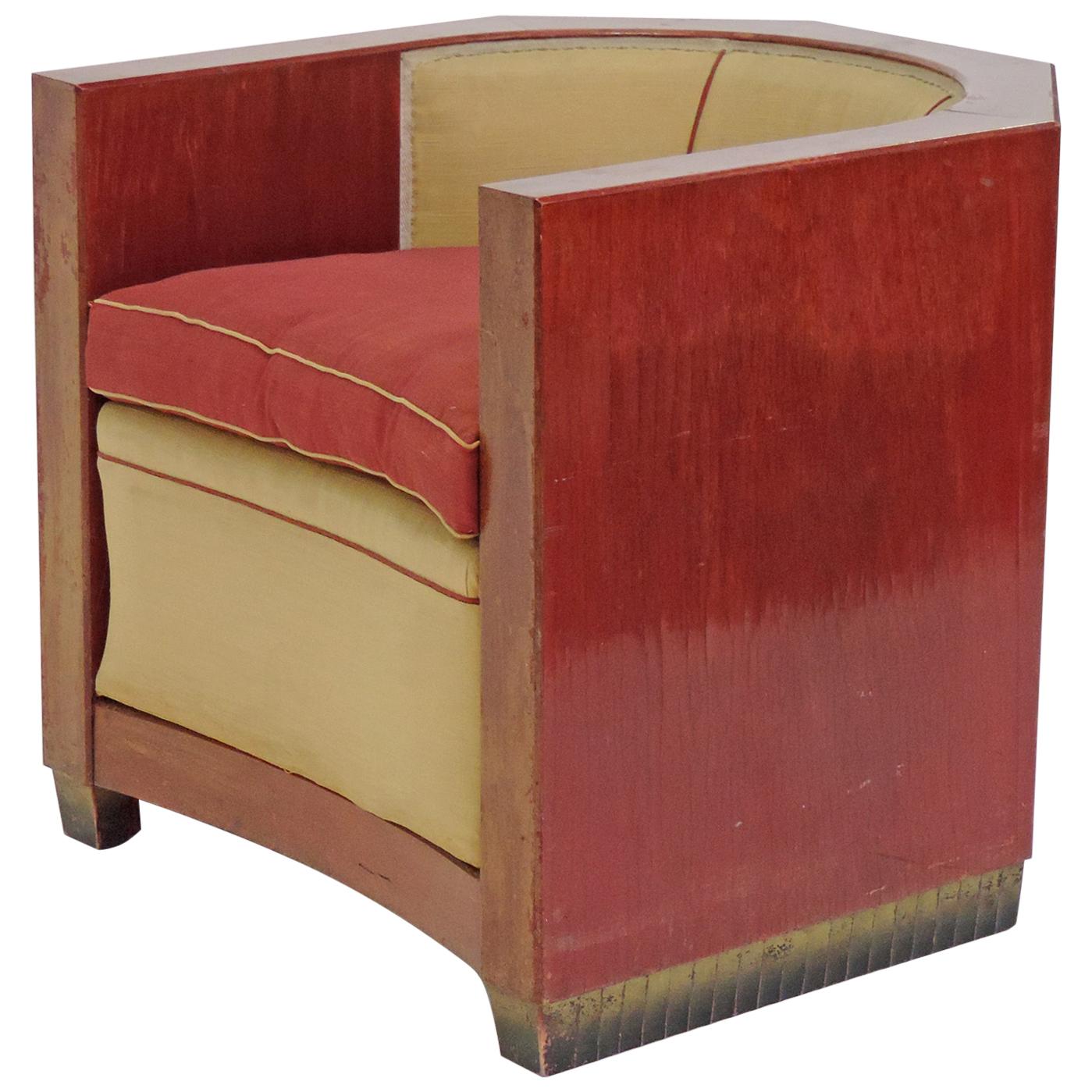 Gino Maggioni Red Stained Armchair for Arredamenti Borsani Varedo, Italy, 1920s