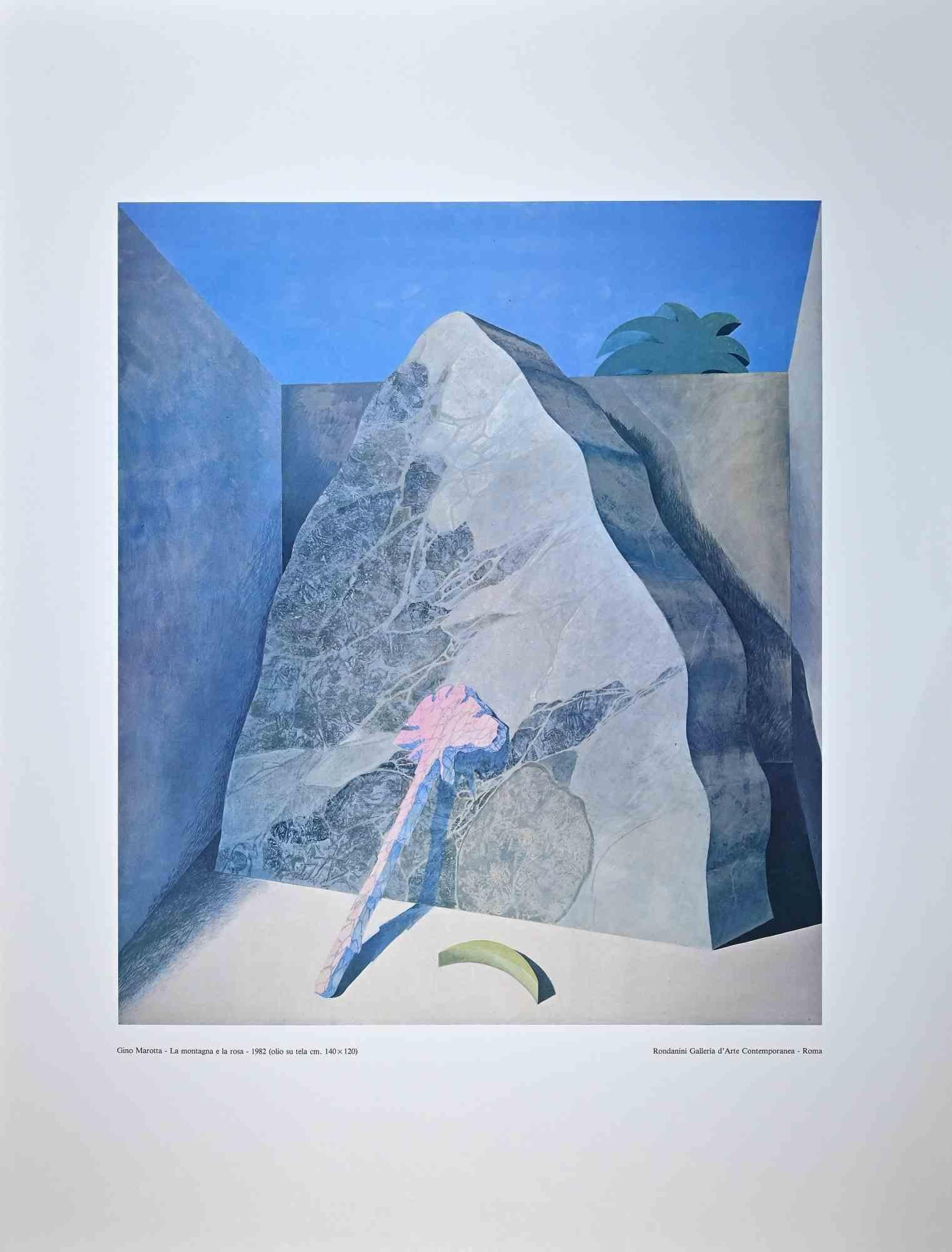 Gino Marotta Figurative Print - The Mountain and the Rose - Vintage Poster After G. Marotta - 1982