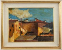 Landschaft mit Häusern – Gemälde von Gino Marzani – Mitte des 20. Jahrhunderts