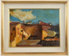 Paisaje con casas - Pintura de Gino Marzani - mediados del siglo XX