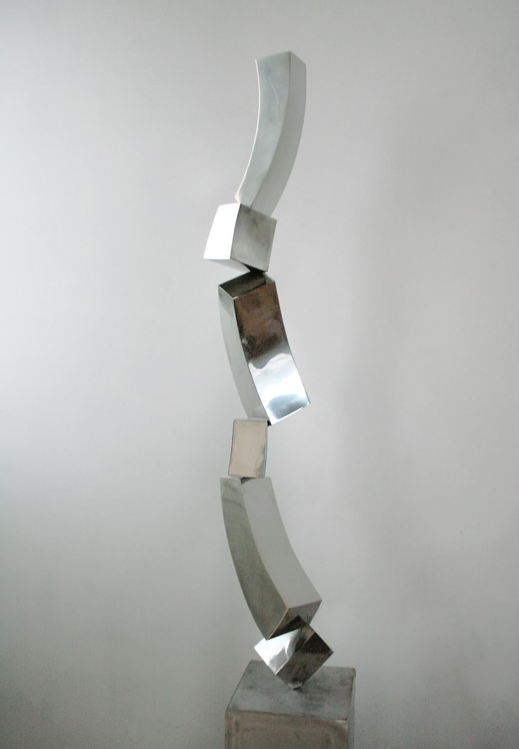 "Art" Abstract Sculpture in Stainless Steel Metal by Gino Miles