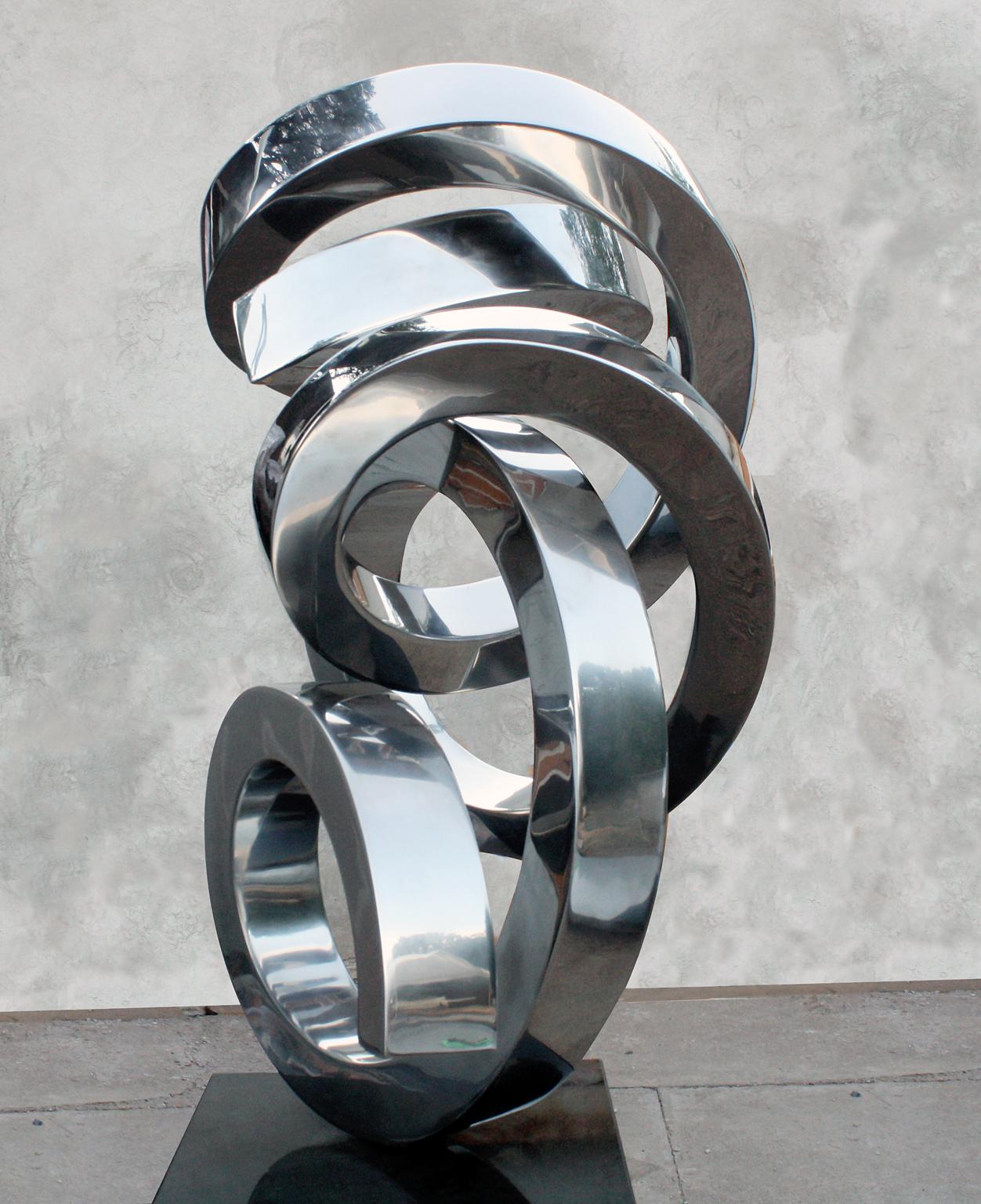 "Gizmo" Abstract Sculpture in Stainless Steel Metal by Gino Miles