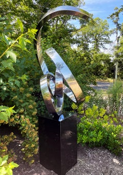 "Melodious" Abstract Sculpture in Stainless Steel Metal by Gino Miles