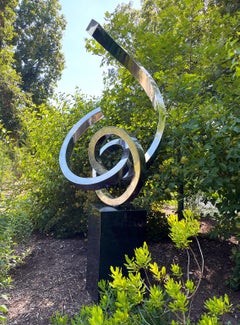 "Melodious" Abstract Sculpture in Stainless Steel Metal by Gino Miles