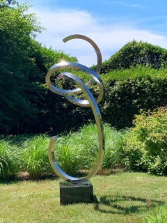 "Tranquil" Abstract Sculpture in Stainless Steel Metal by Gino Miles