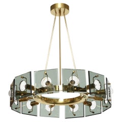 Lámpara Gino Paroldo, de latón y cristal, Italia, años 60