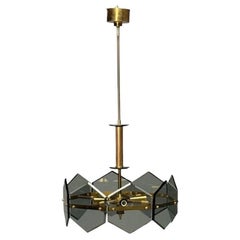 Gino Paroldo, Fontana Arte, Italian Mid-Century Modern, Chandelier, Brass, Glass