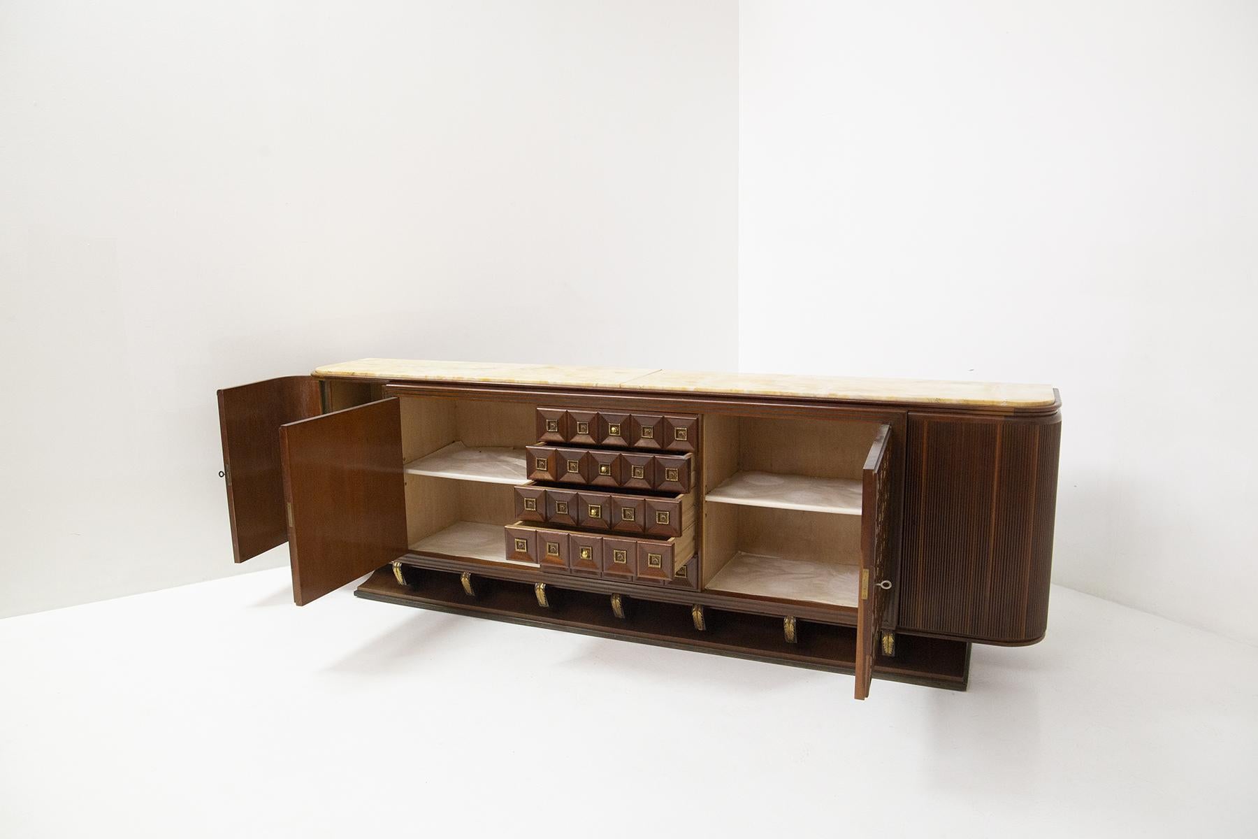 Gino Rancati Rare Wood and Marble Sideboard, Published For Sale 3
