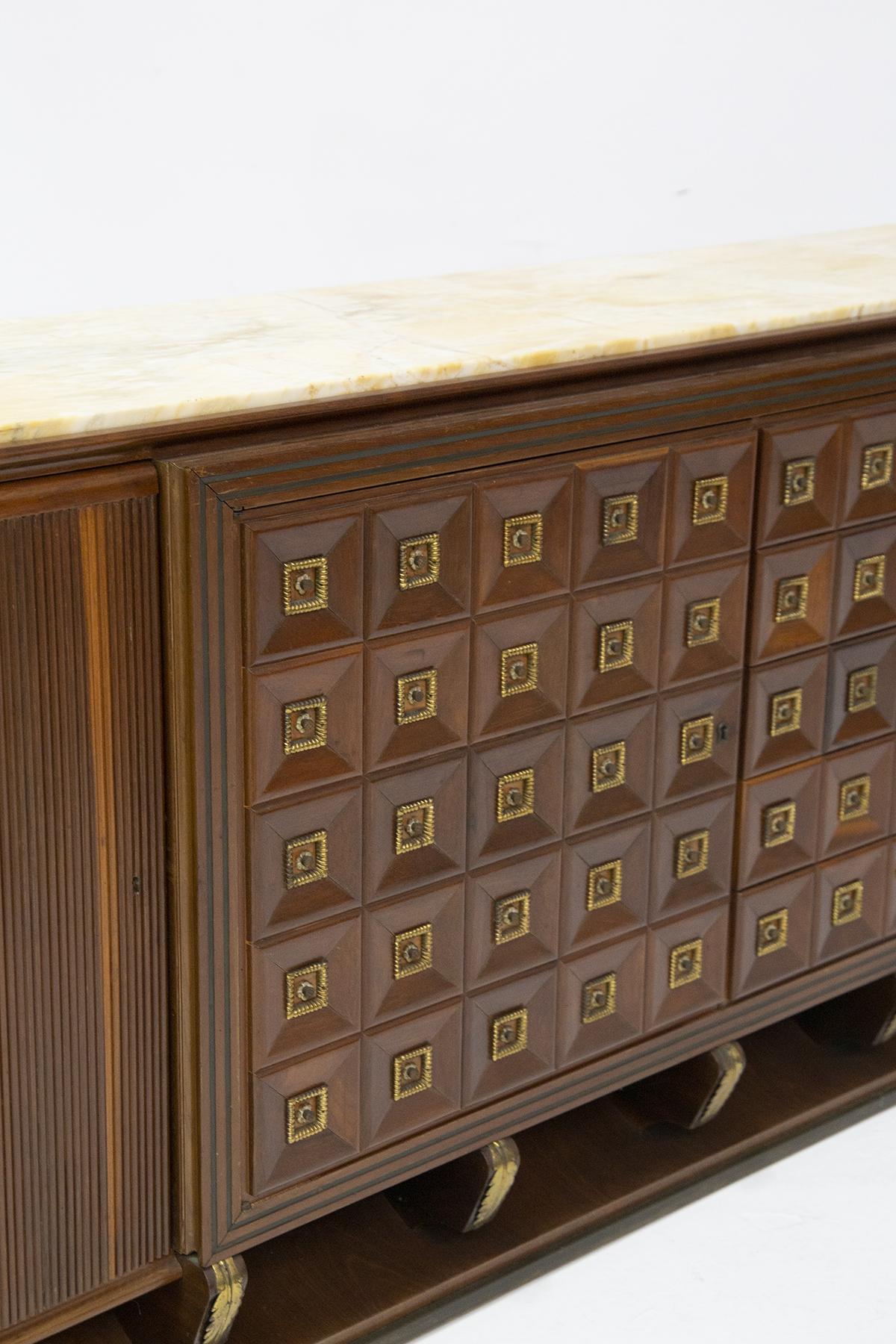 Mid-20th Century Gino Rancati Rare Wood and Marble Sideboard, Published For Sale