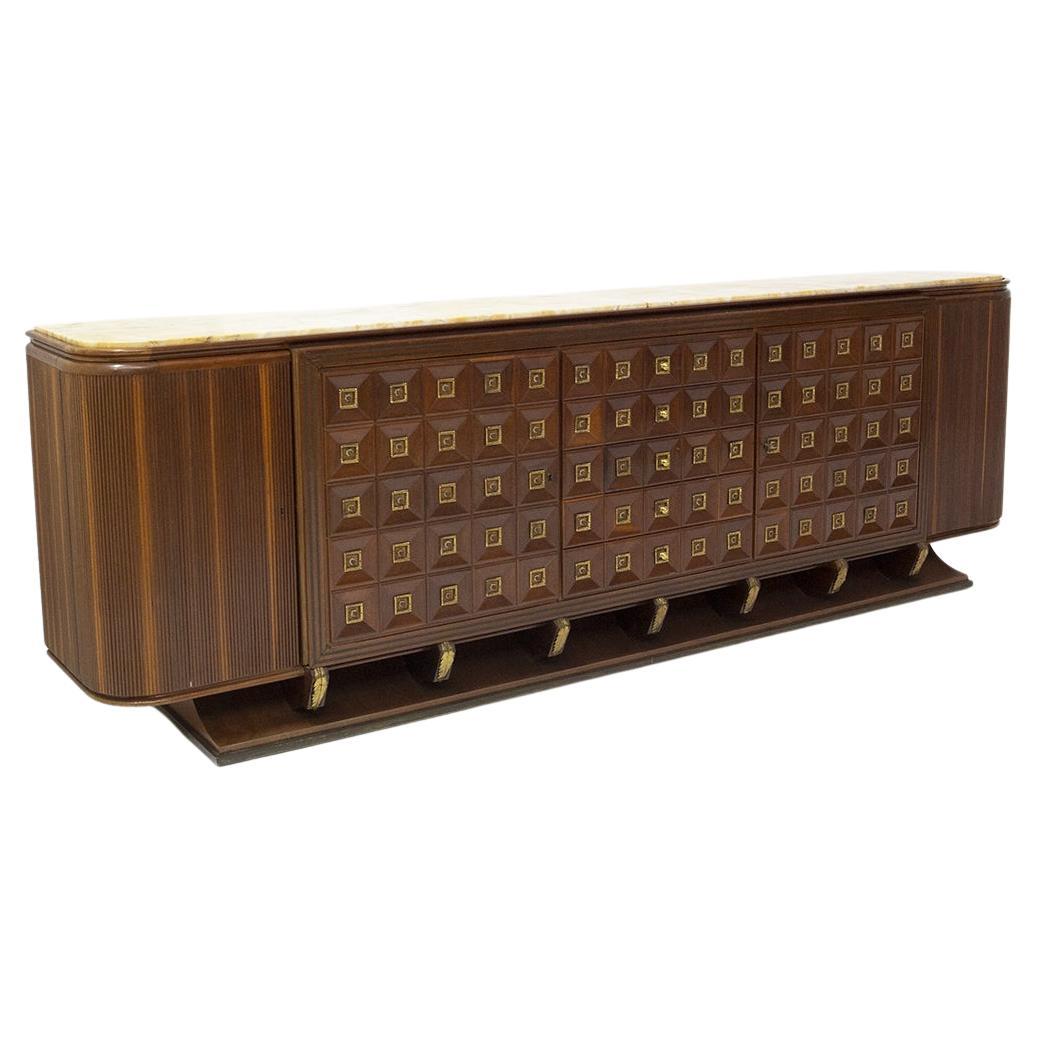 Gino Rancati Rare Wood and Marble Sideboard, Published For Sale