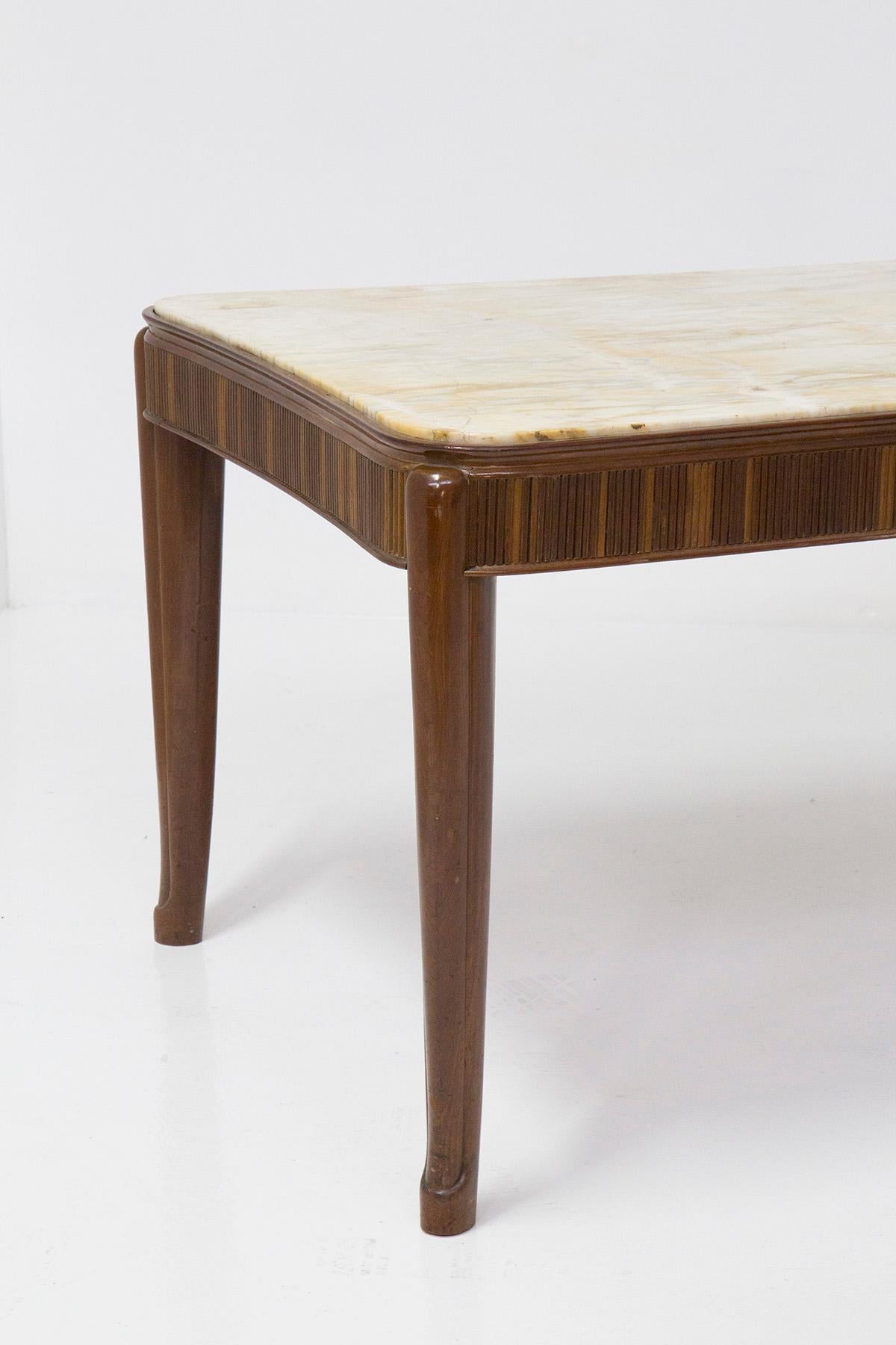 Mid-Century Modern Gino Rancati Wood and Marble Dining Table For Sale