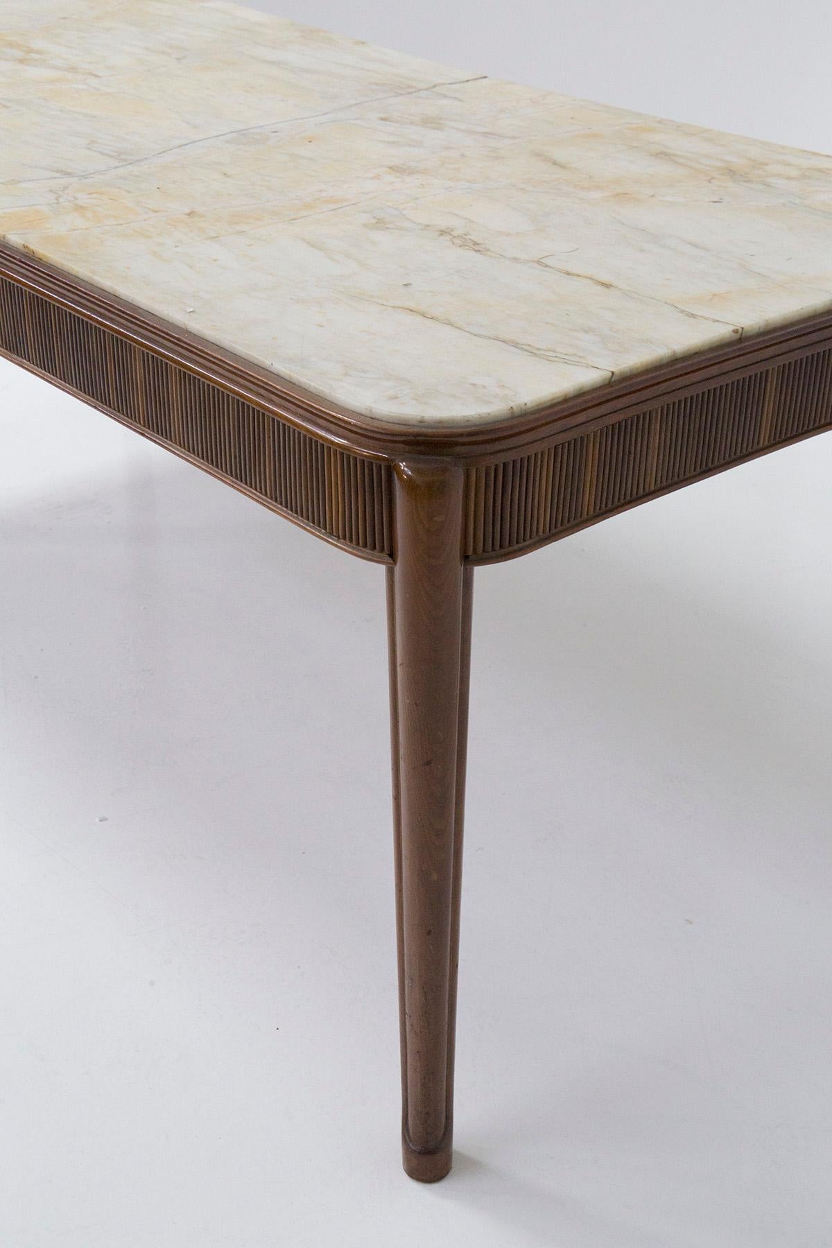 Italian Gino Rancati Wood and Marble Dining Table For Sale