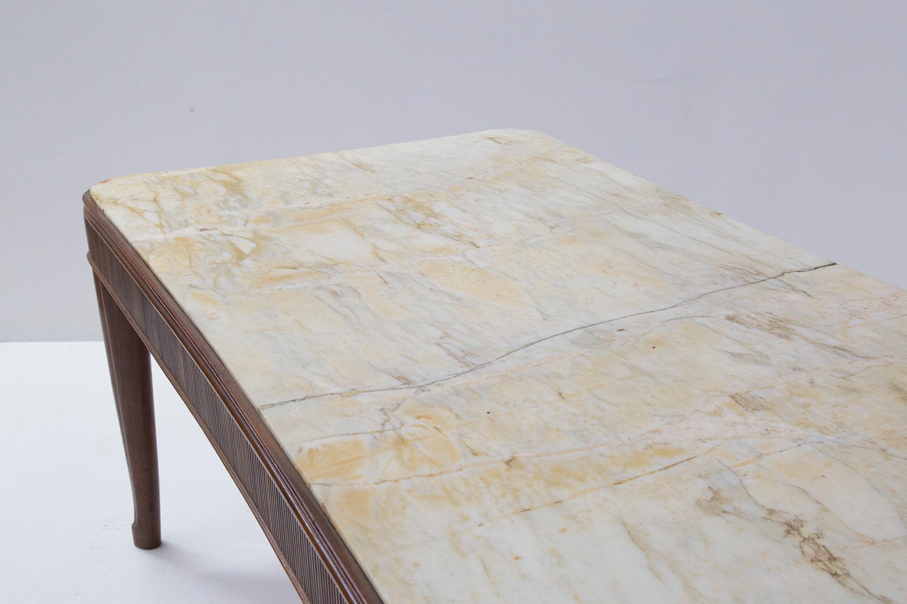 Mid-20th Century Gino Rancati Wood and Marble Dining Table For Sale