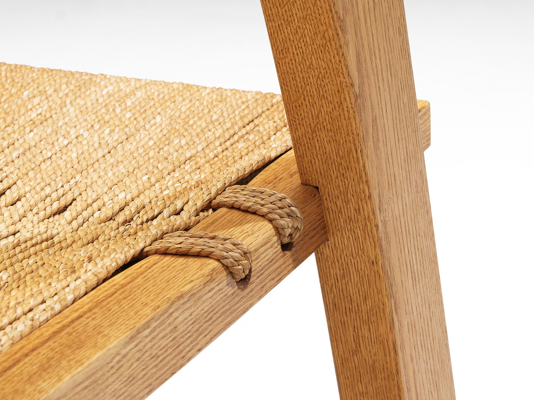 American Gino Russo Armchair in Oak and Woven Sea Grass For Sale
