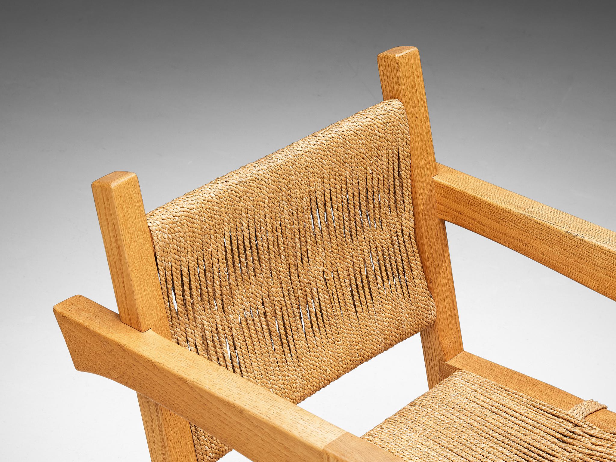 Gino Russo Armchair in Oak and Woven Sea Grass In Good Condition For Sale In Waalwijk, NL