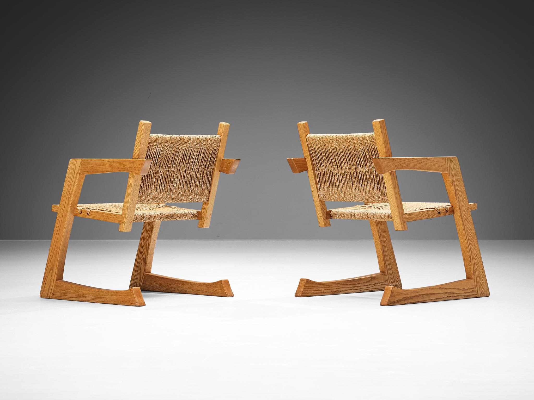 Seagrass Gino Russo Armchairs in Oak and Woven Sea Grass