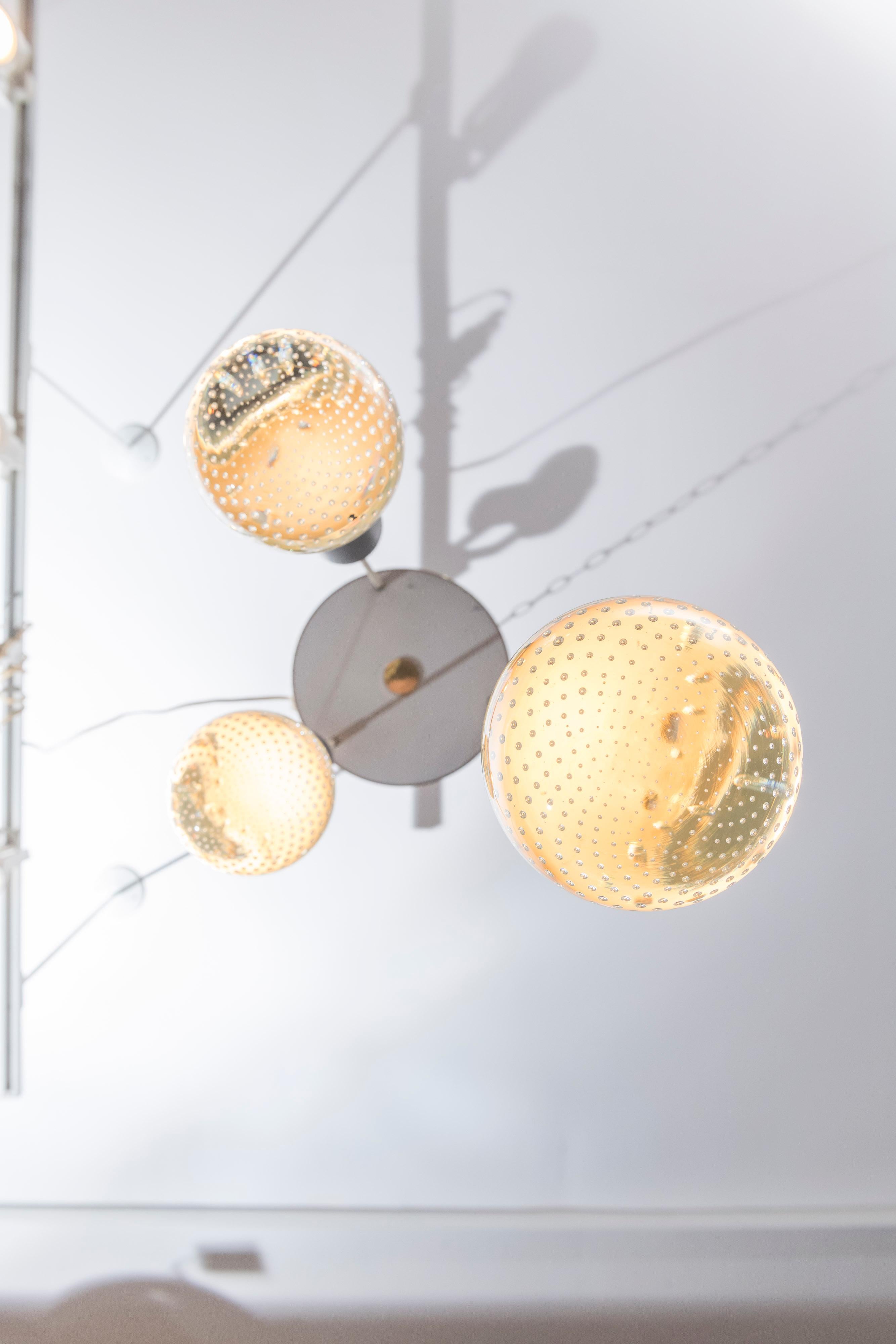 Gino Sarfatti and Archimede Seguso three-light chandelier for Lightolier.