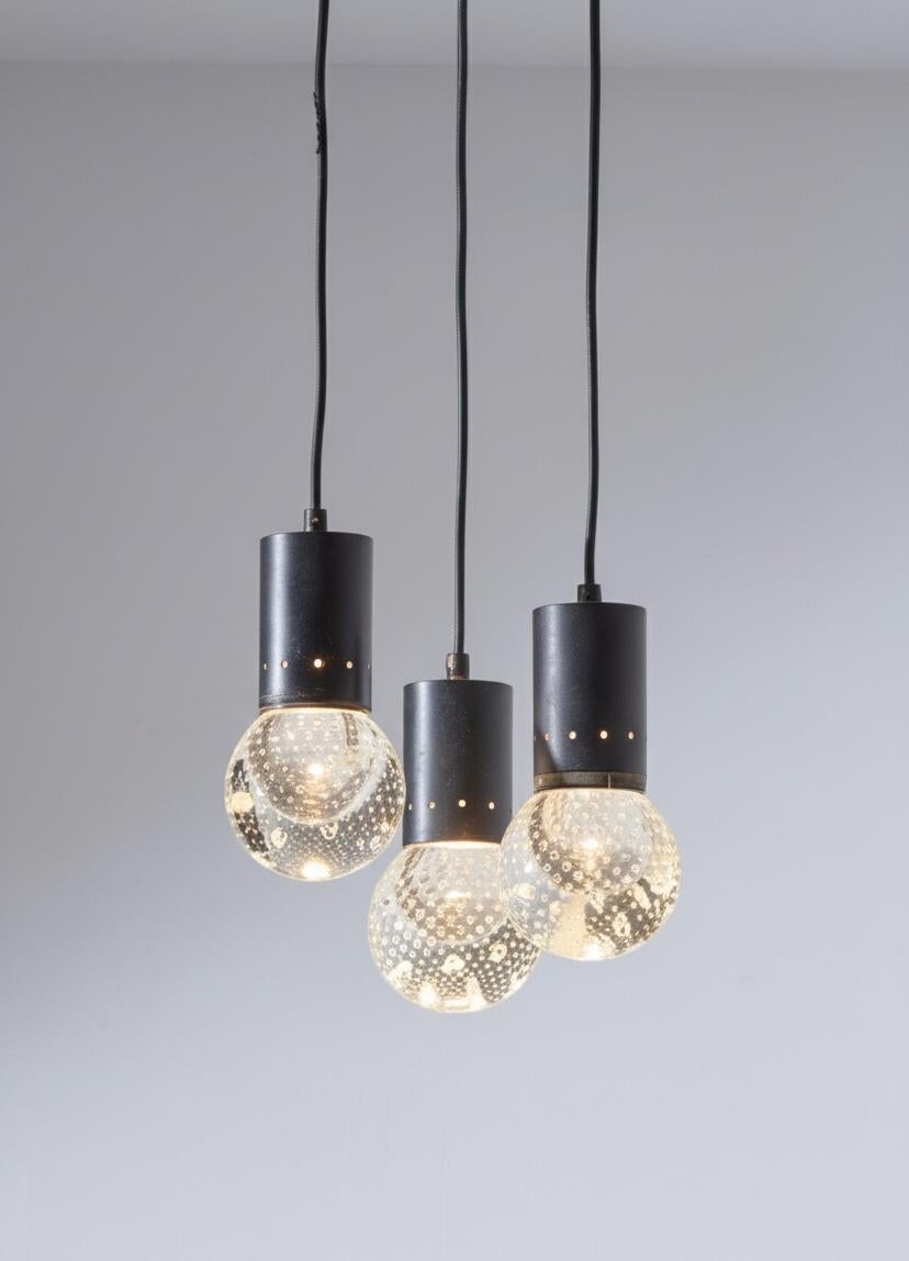 Mid-Century Modern Gino Sarfatti and Archimede Seguso Murano Glass Pendant Chandelier For Arteluce en vente