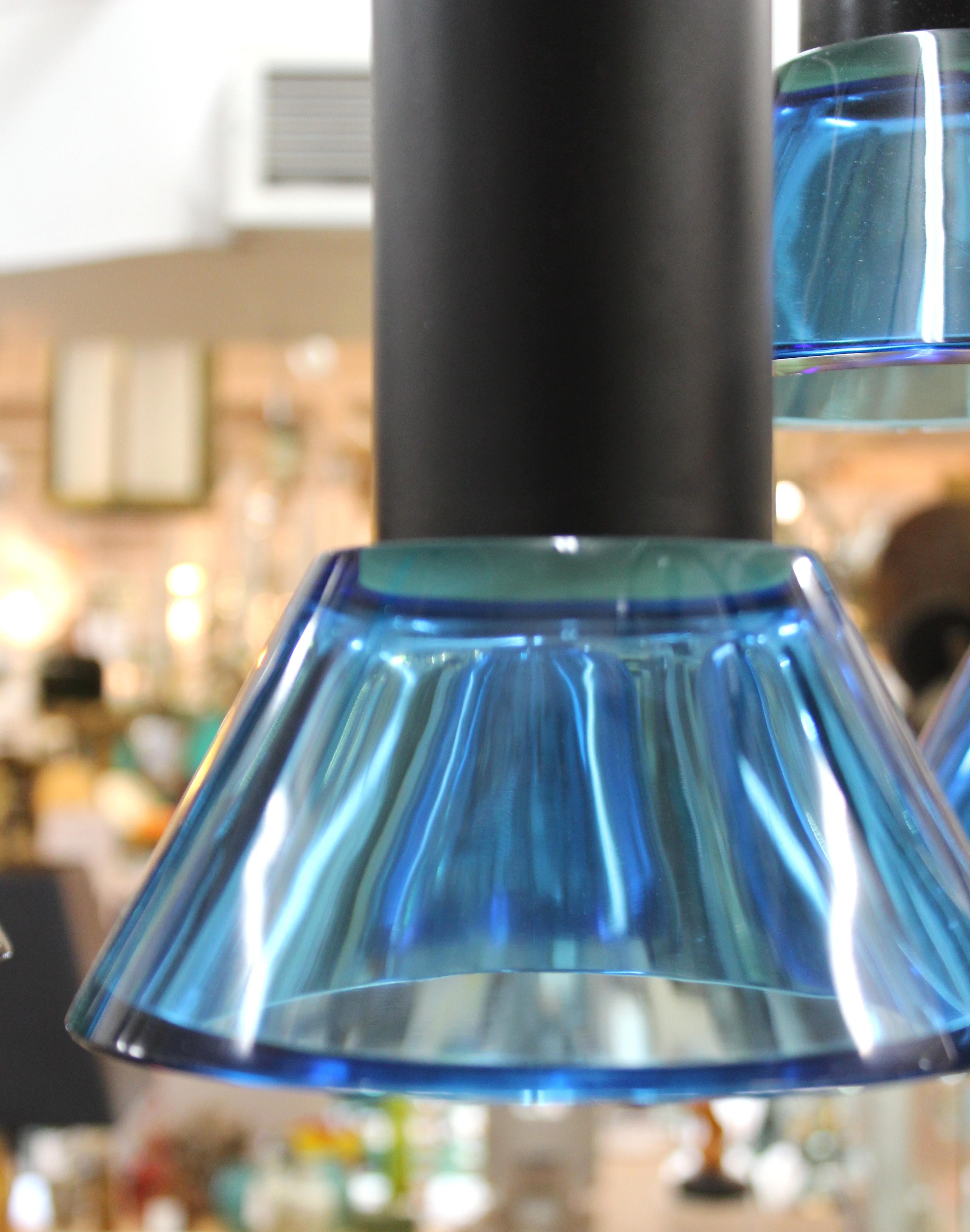 Gino Sarfatti & Archimede Seguso Italian Modern Glass Pendant Chandelier In Good Condition In New York, NY