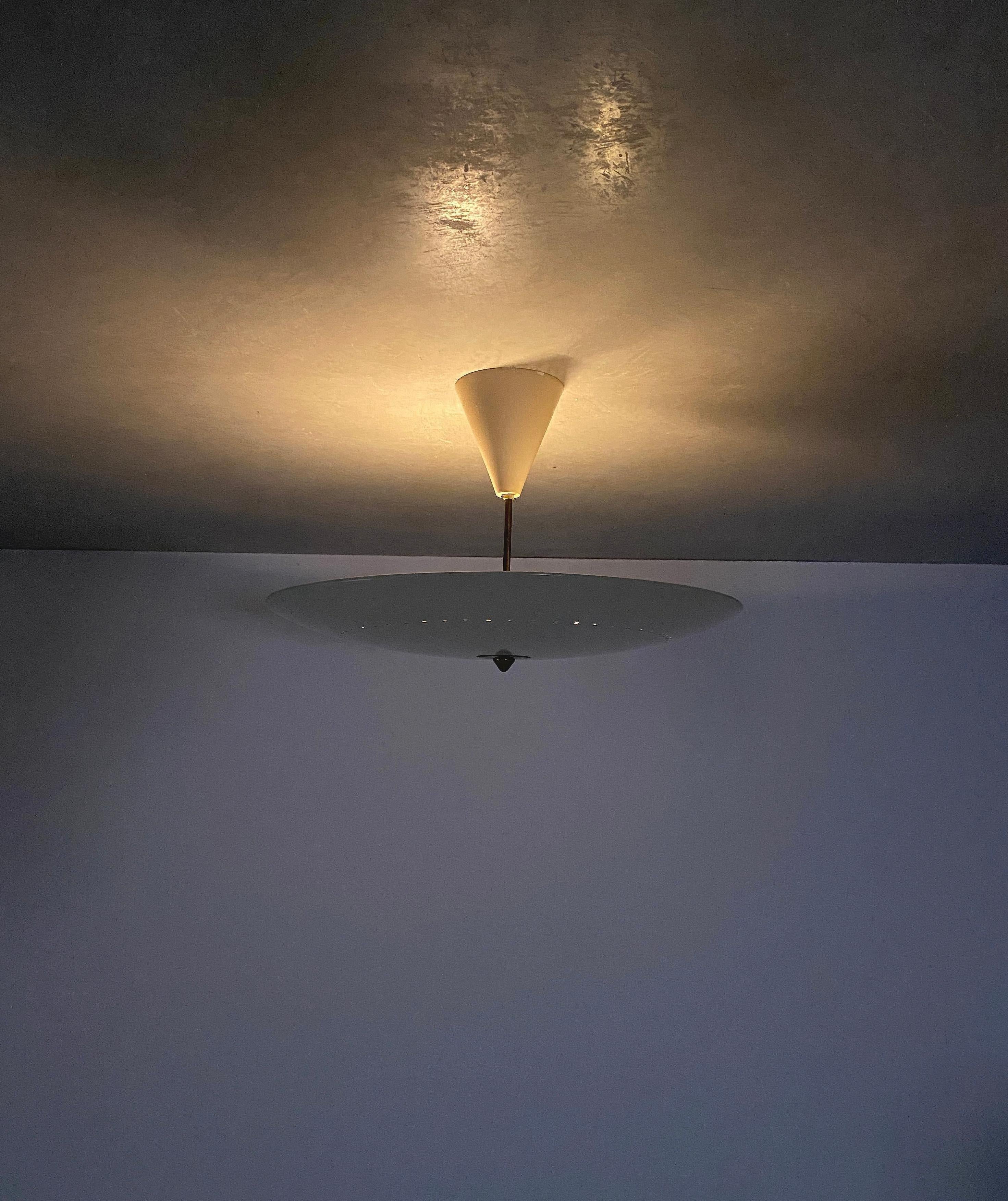 Enameled Gino Sarfatti Arteluce 2031 Ceiling Lamp or Semi Flush Mount, Italy, 1950
