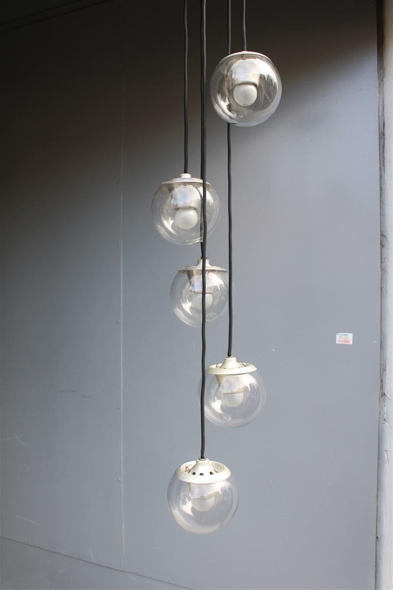 Gino Sarfatti Arteluce Ceiling Lamp 1965 Model 2095 Balls Glass Aluminum For Sale 7