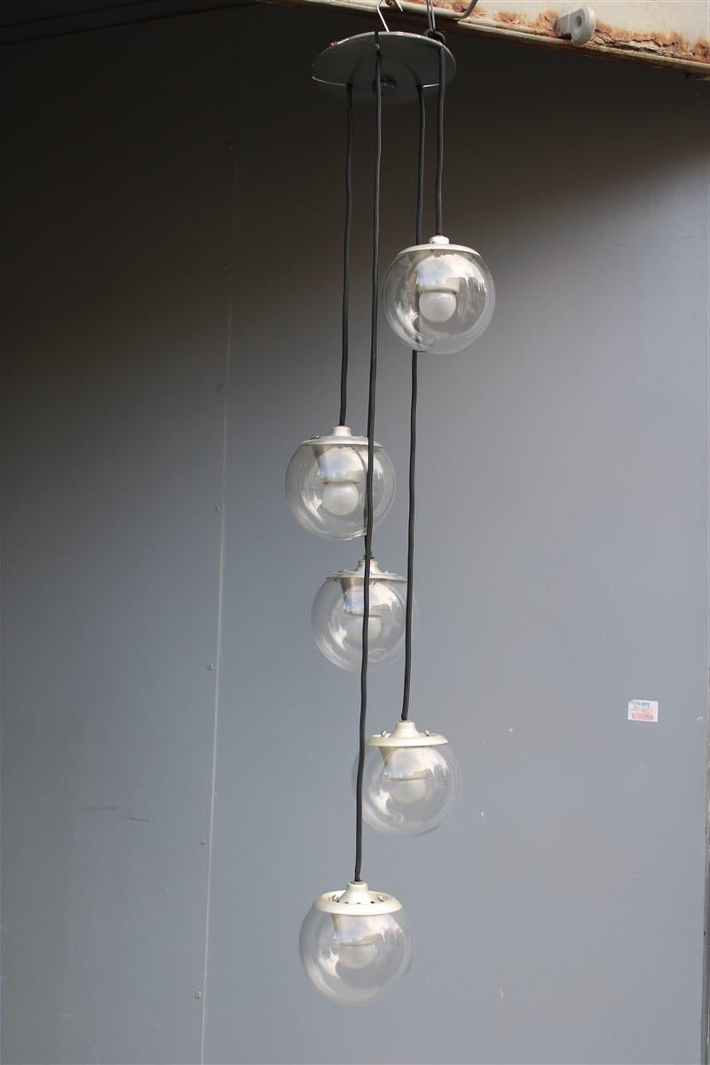 Mid-Century Modern Gino Sarfatti Arteluce Ceiling Lamp 1965 Model 2095 Balls Glass Aluminum For Sale