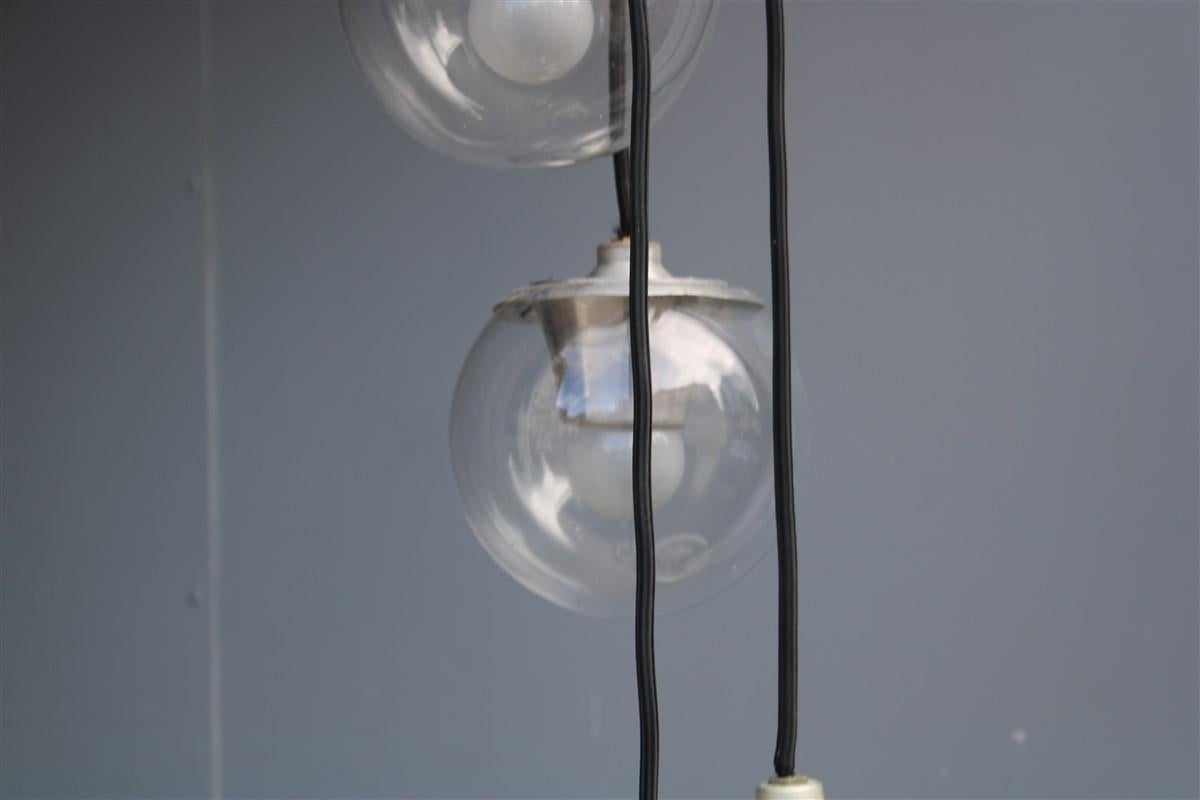 Gino Sarfatti Arteluce Lámpara de techo 1965 Modelo 2095 Bolas Vidrio Aluminio Metal en venta