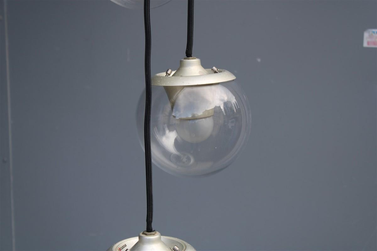 Gino Sarfatti Arteluce Ceiling Lamp 1965 Model 2095 Balls Glass Aluminum For Sale 1