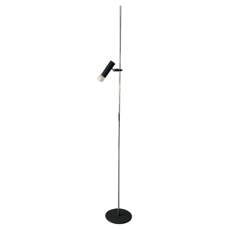 Gino Sarfatti Arteluce Mod 1055 Floor Lamp Black Iron Chrome Aluminum Italy 1955