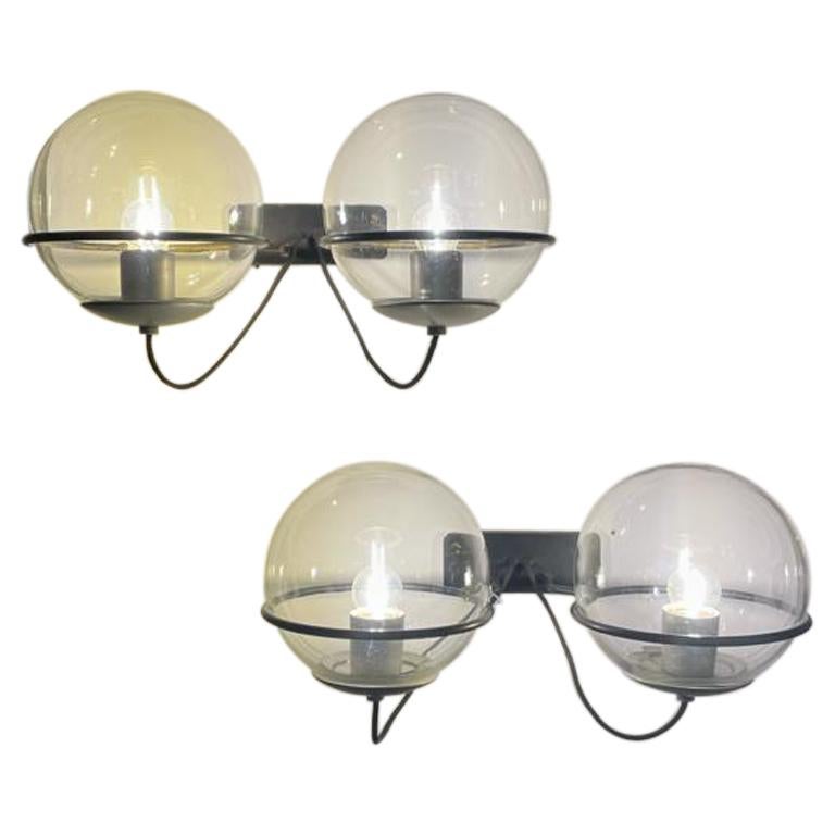 Gino Sarfatti Arteluce Mod. 238/2 Wall Lights Lacquered Metal Glass, Italy, 1960