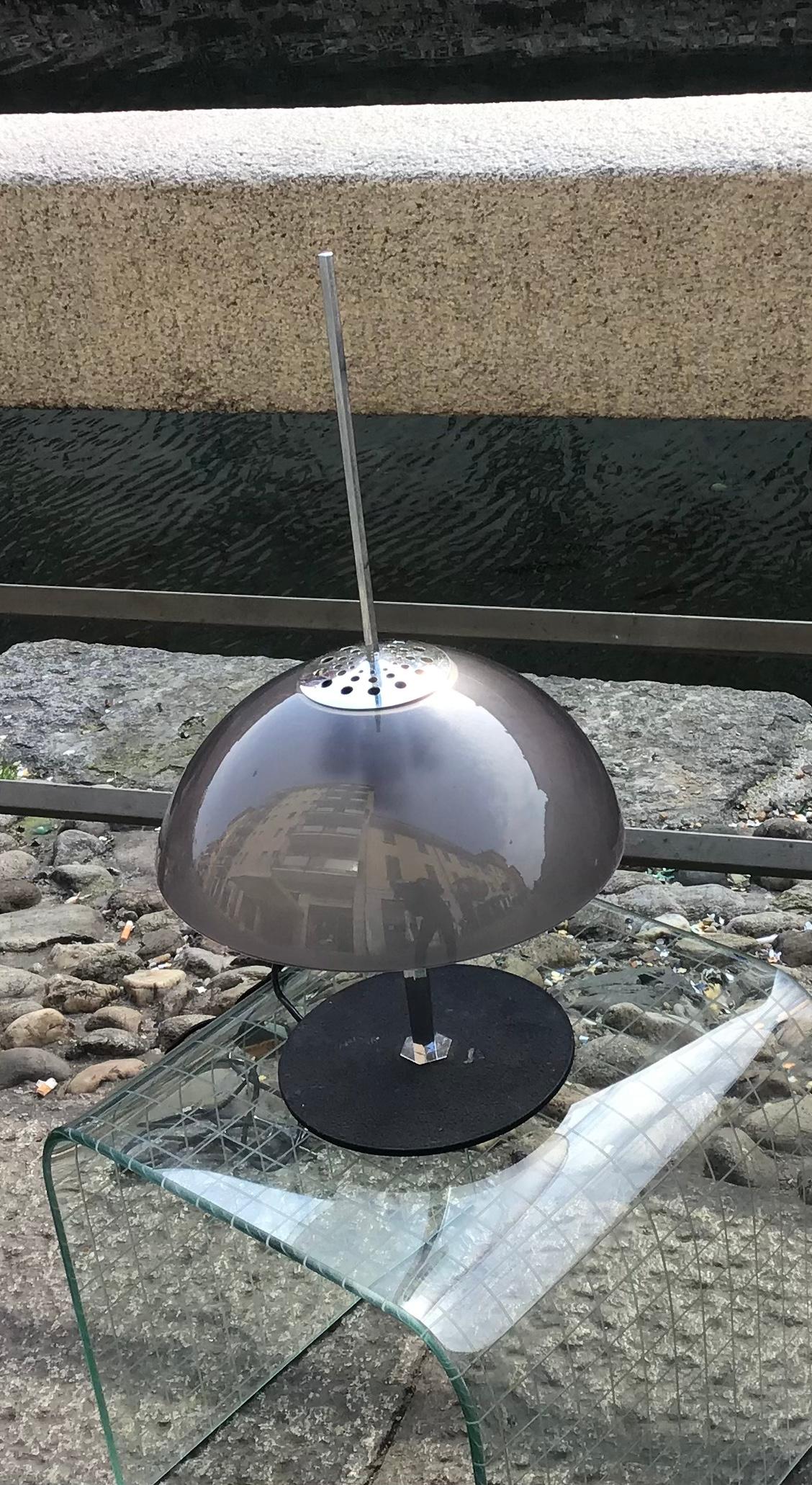 Gino Sarfatti “Arteluce” table lamp n.584 metal Crome Plexiglas, 1957, Italy.