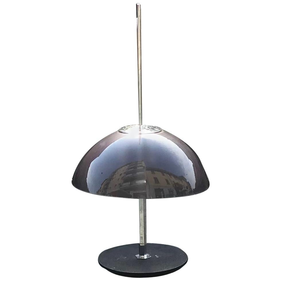 Gino Sarfatti Arteluce Tischlampe n584 Metall-Crom-Plexiglas-Tischlampe, 1957, Italien im Angebot