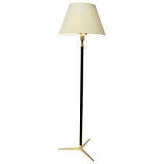 Gino Sarfatti, Lampada da terra attribuita, modello 1025, ottone e pelle