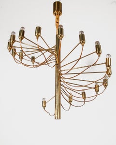 Lampadario a spirale in ottone Gino Sarfatti, anni '70