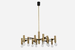 Gino Sarfatti Chandelier by Arteluce, Patinated Brass, Italy, 1960s