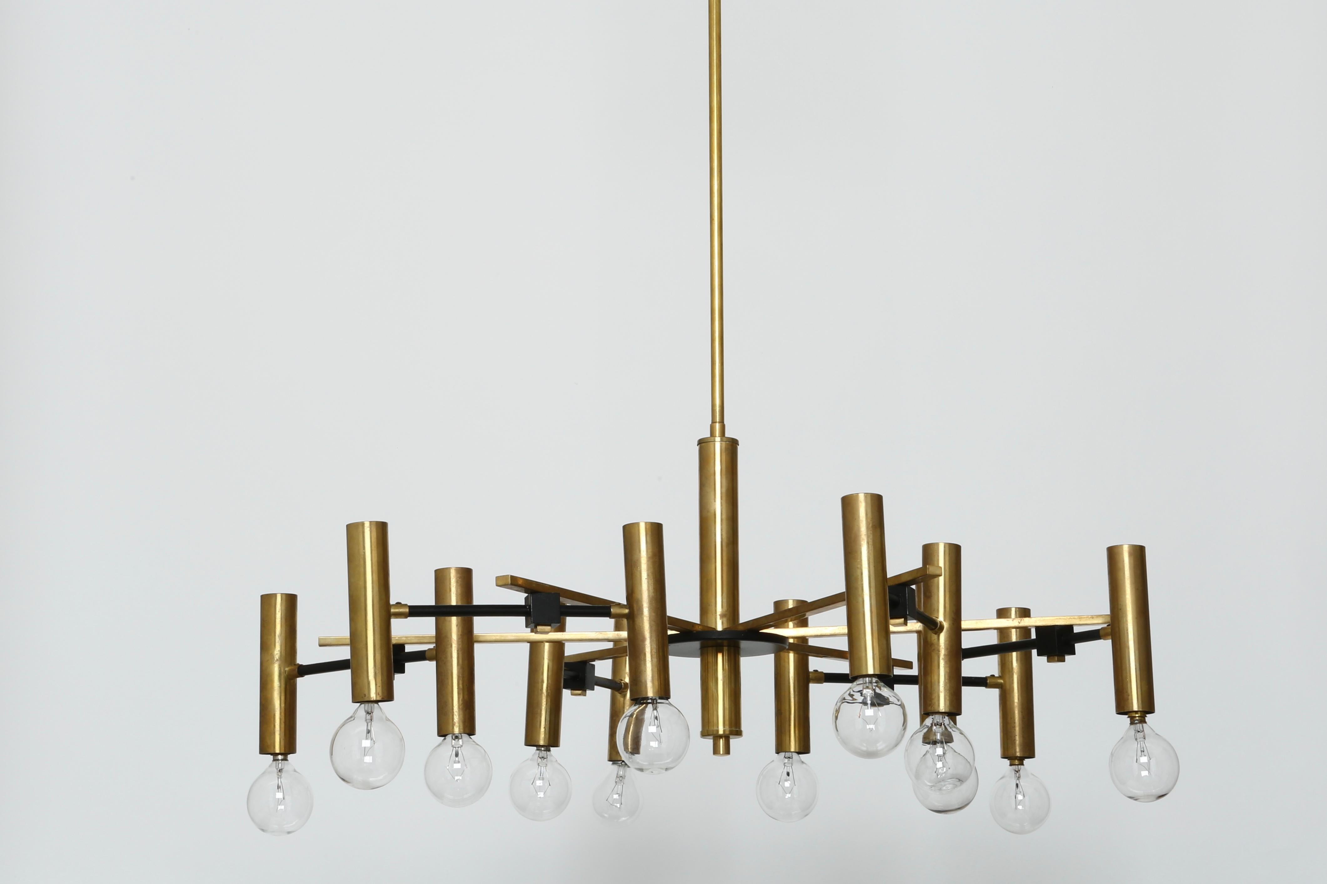 Patinated Gino Sarfatti Chandelier for Arteluce For Sale