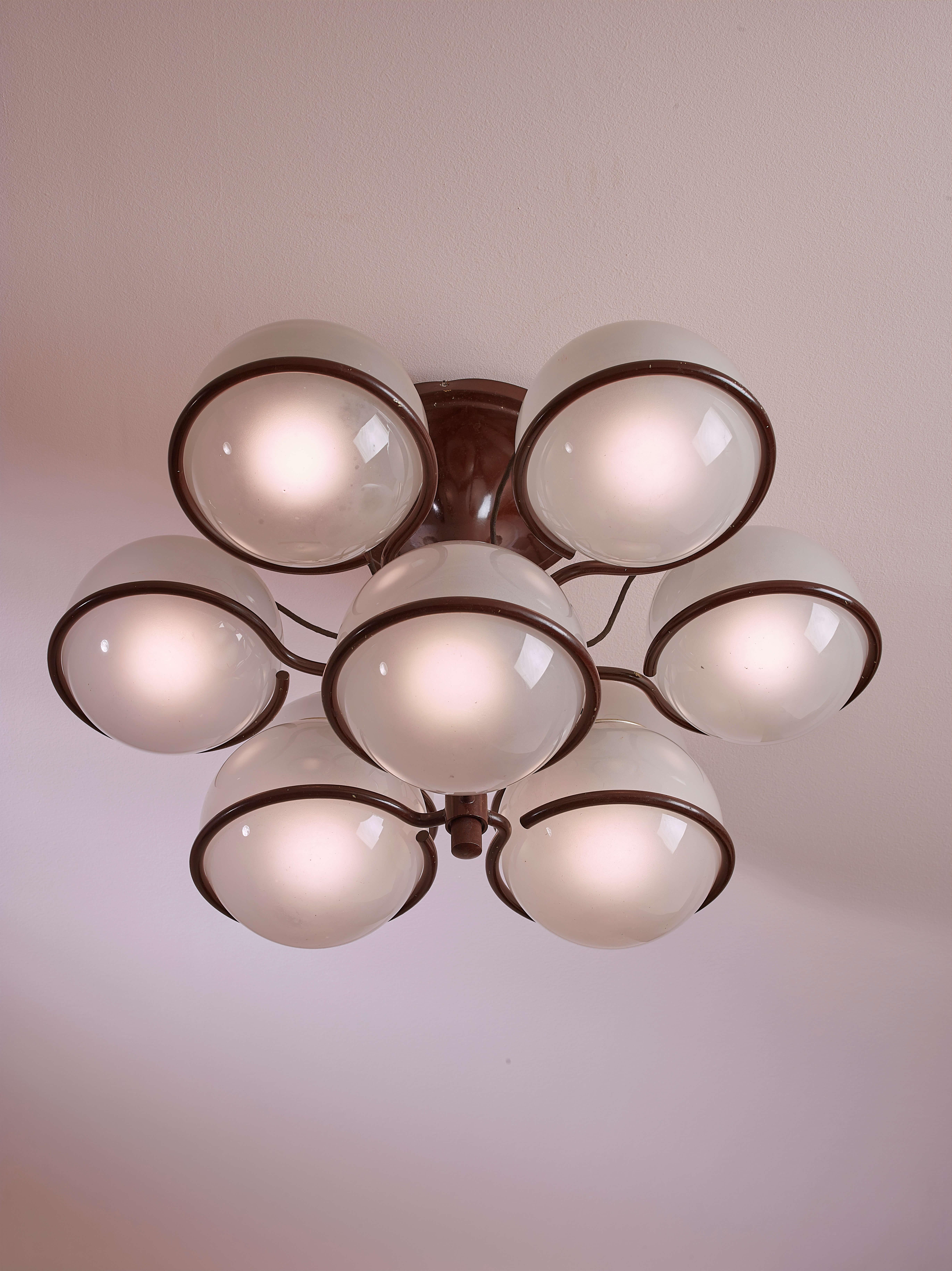 Alluminio Lampadario Gino Sarfatti Modello 2042/9 prodotto da Arteluce, Italia, anni '60 in vendita