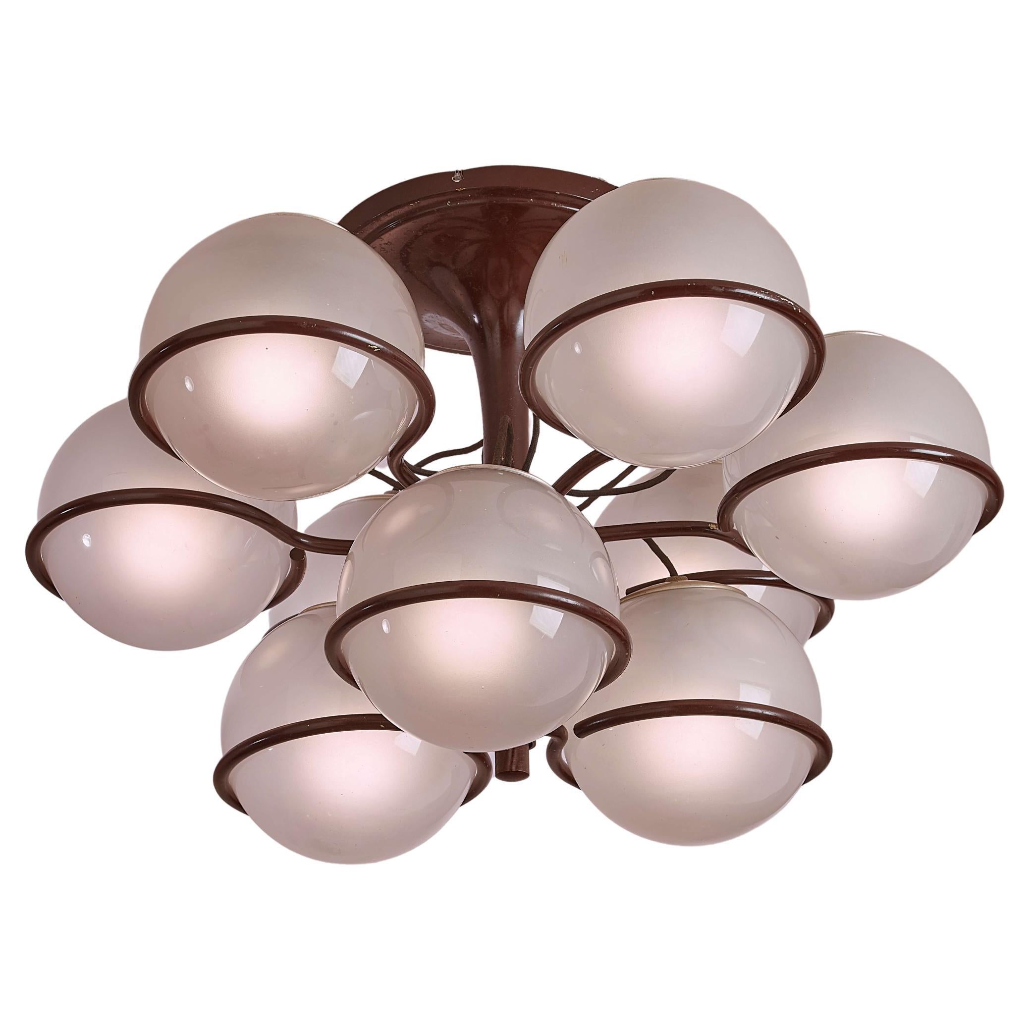 Gino Sarfatti chandelier Model 2042/9 produced by Arteluce, Italy, 1960s