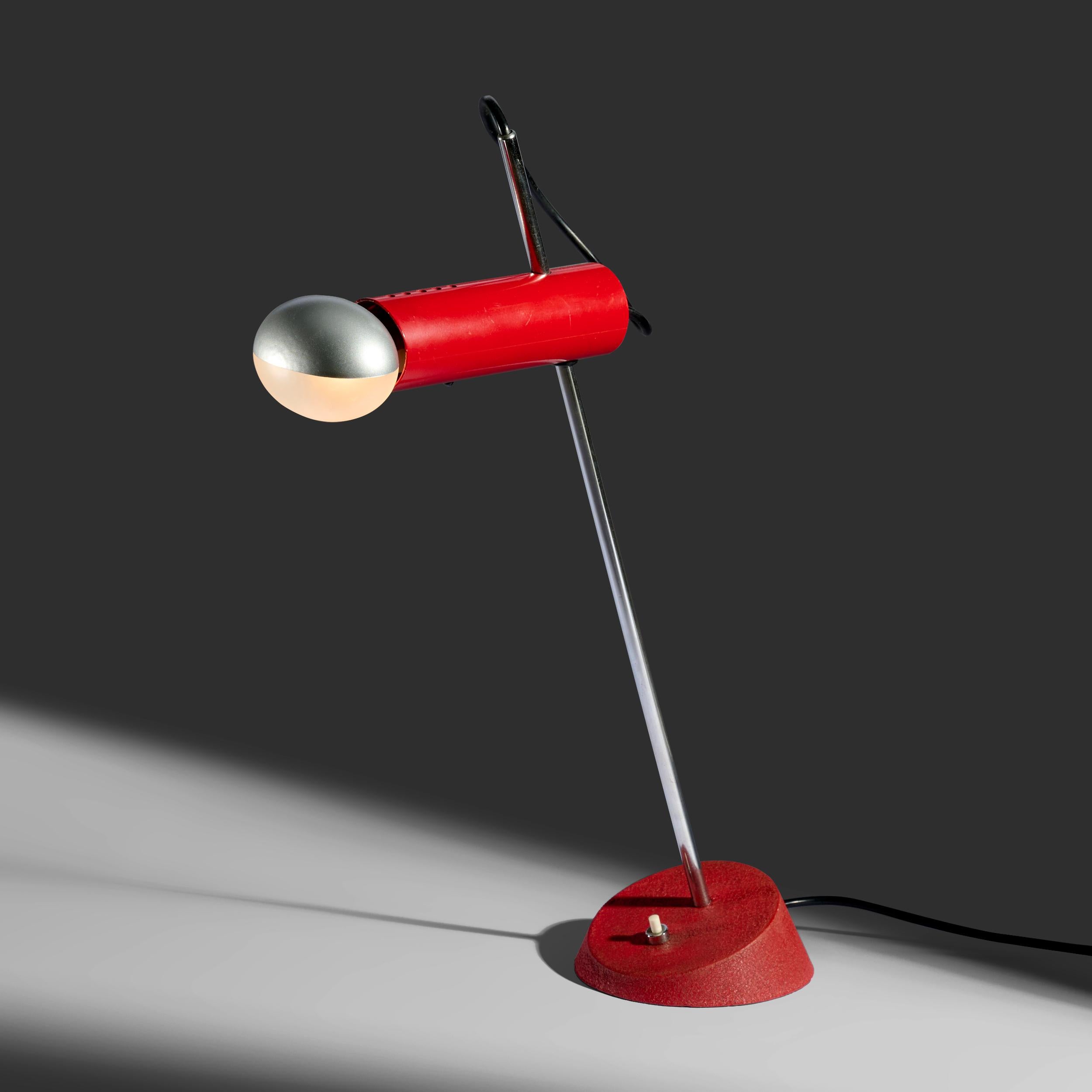 Émaillé Lampe de table rouge précoce Gino Sarfatti modèle 566 pour Arteluce, Italie, 1956 en vente