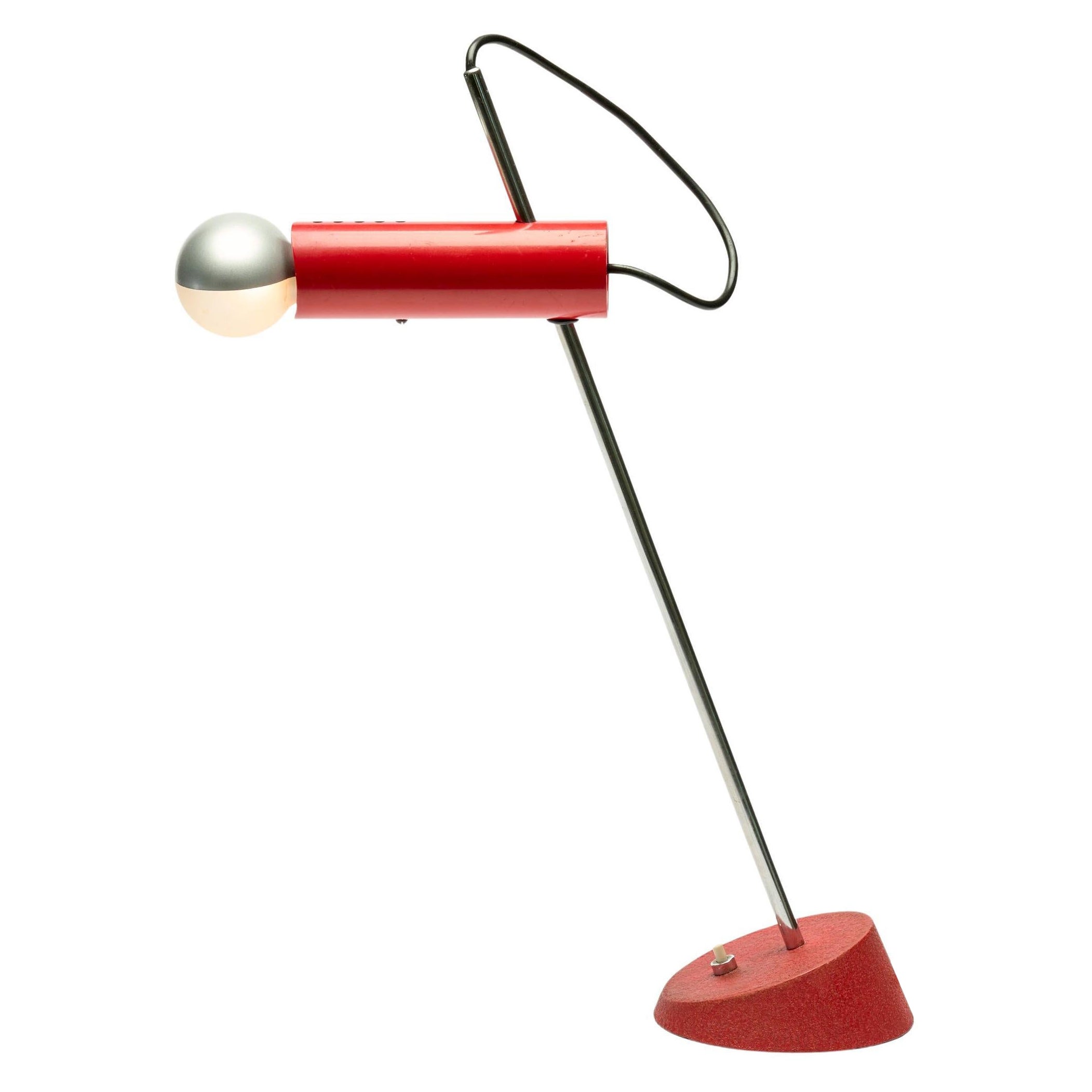 Lampe de table rouge précoce Gino Sarfatti modèle 566 pour Arteluce, Italie, 1956 en vente