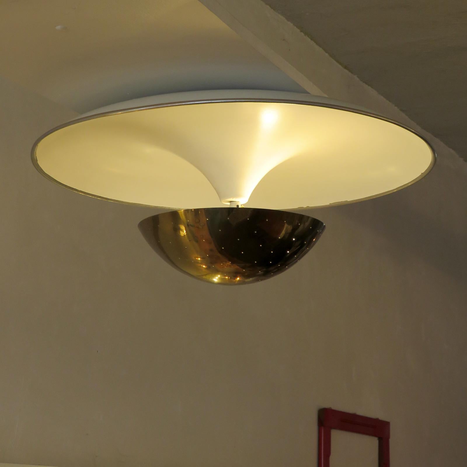 Brass Gino Sarfatti Flushmount Light, 1950