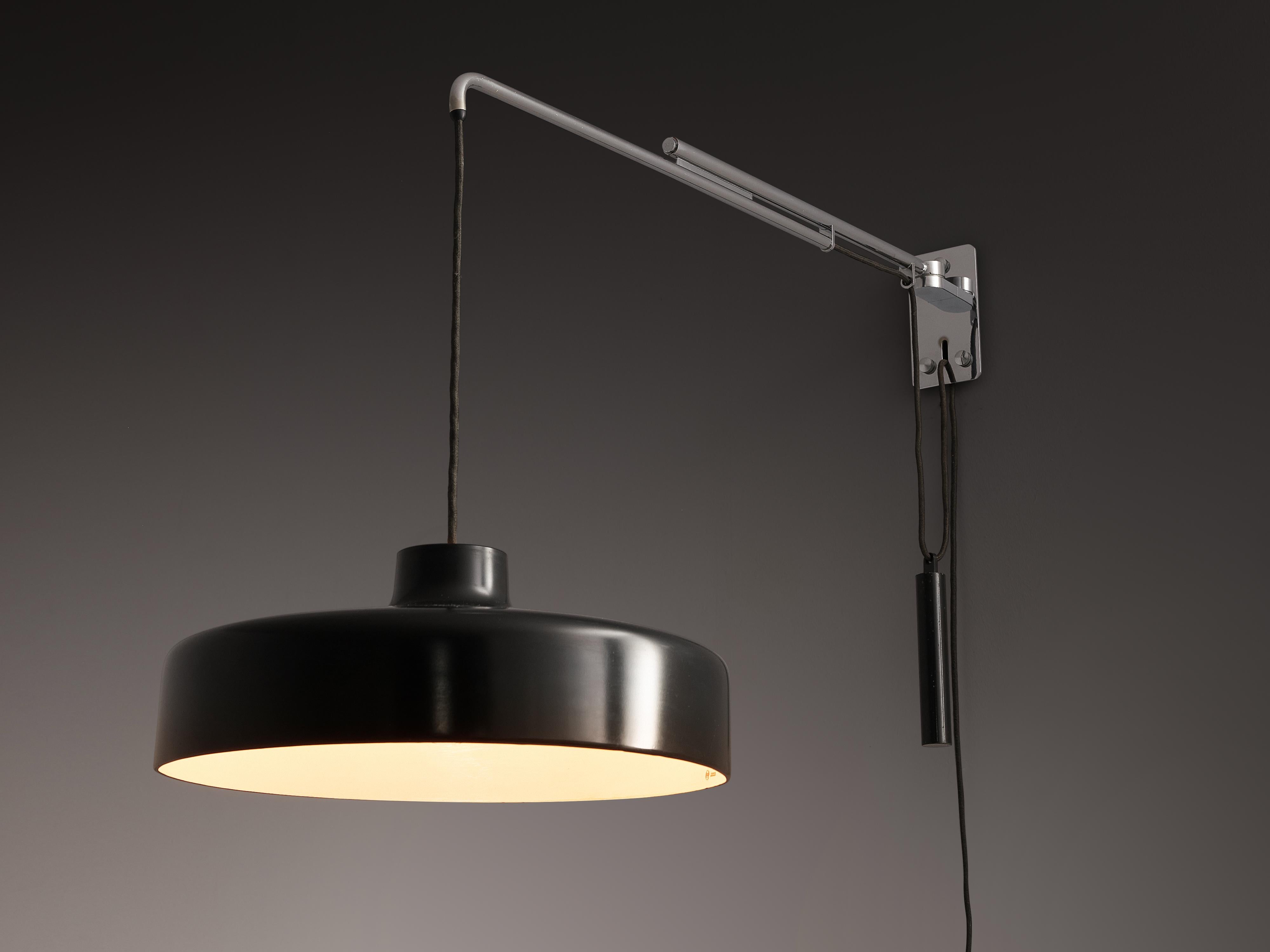 Gino Sarfatti for Arteluce Aplique '194N' con Pantalla Negra Italiano en venta