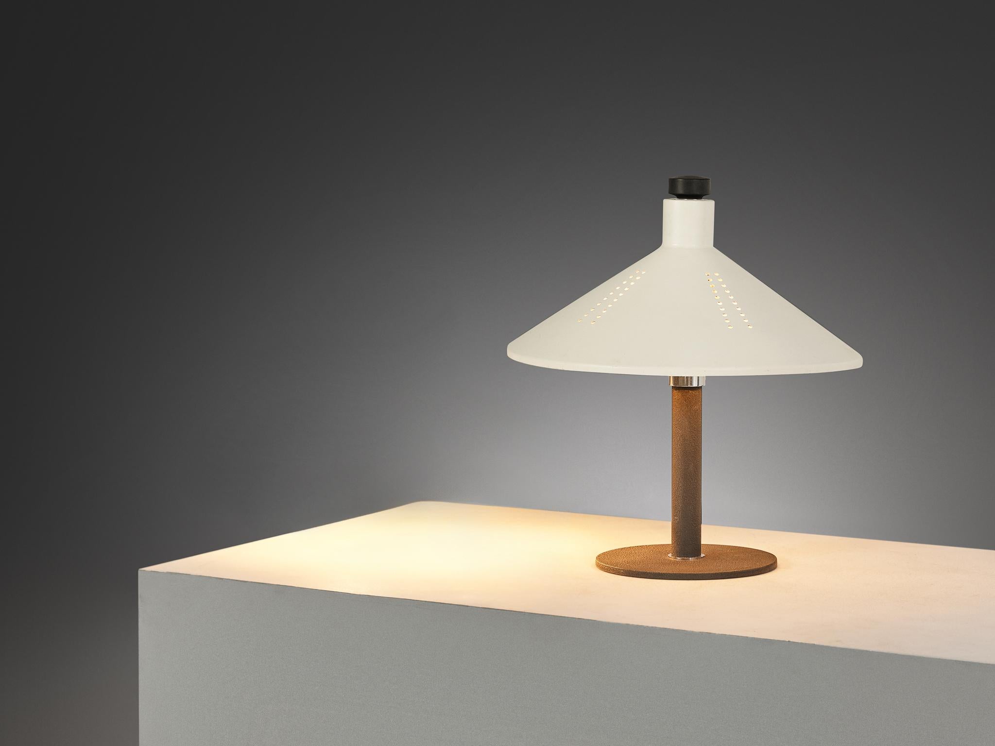 Gino Sarfatti for Arteluce Lámpara de sobremesa '609' de aluminio blanco y hierro fundido Italiano en venta