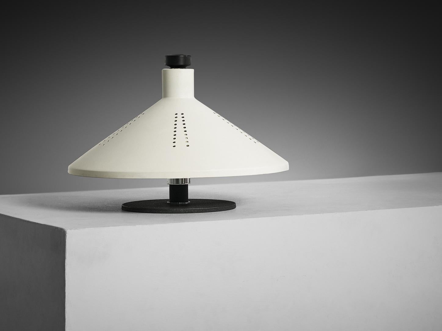 Gino Sarfatti for Arteluce Lámpara de sobremesa '609' de aluminio blanco y hierro fundido en Bueno estado para la venta en Waalwijk, NL