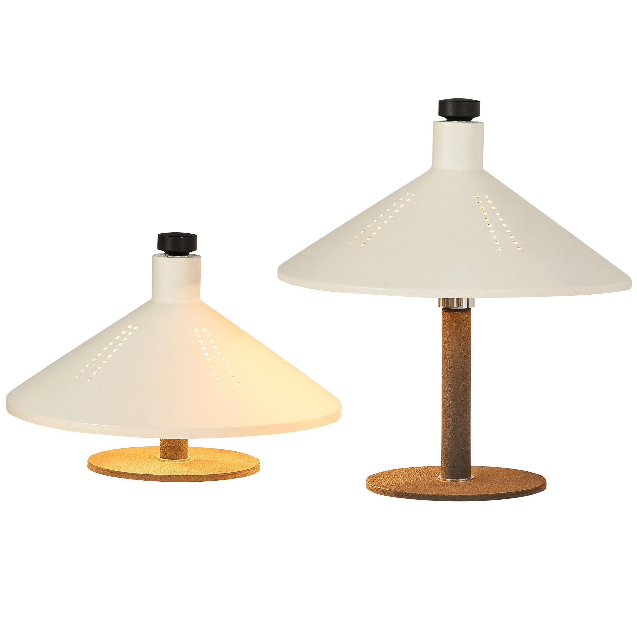Gino Sarfatti for Arteluce '609' Table Lamps in Aluminum and Cast Iron  For Sale