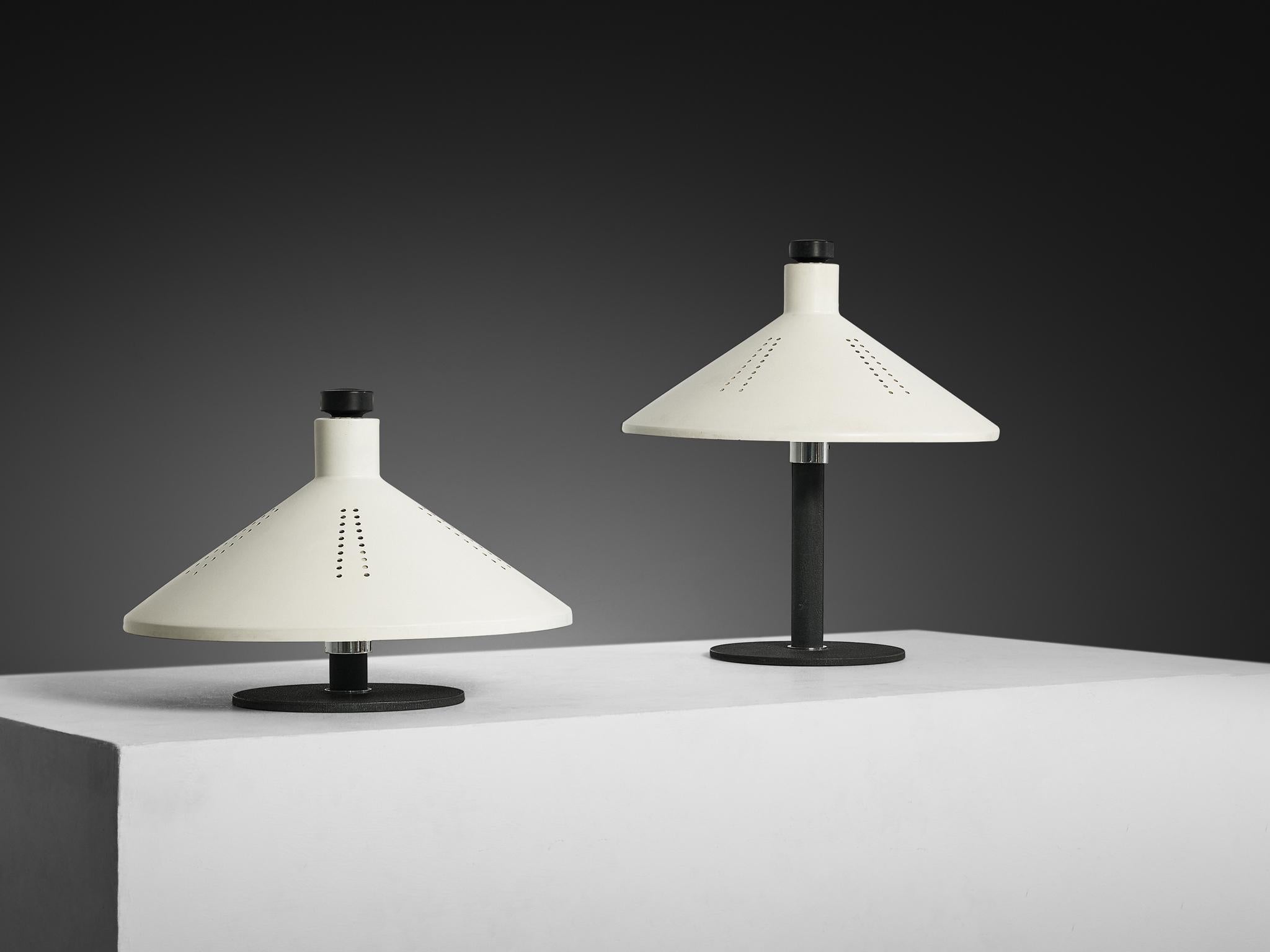 Gino Sarfatti for Arteluce Lámparas de mesa '609' de aluminio blanco y hierro fundido Aluminio en venta